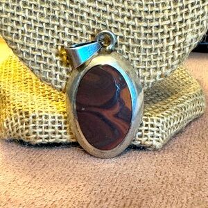 Vintage JLAM Mexican Sterling Obsidian Pendant